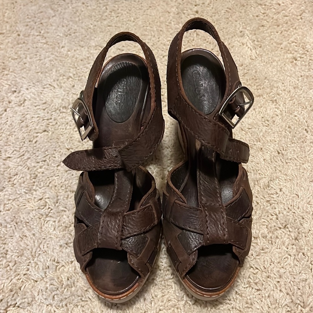 Chloe wood platform sandals